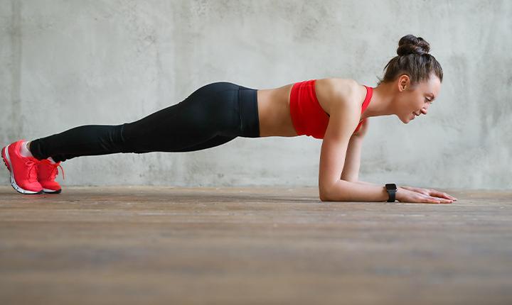Planks- five-minute workout session